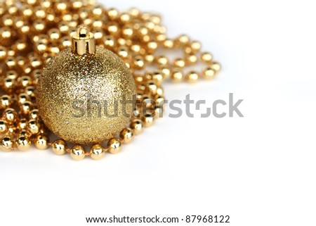  golden christmas ball isolated on white