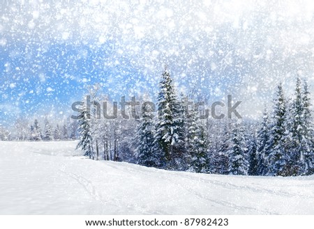 Beautiful winter landscape with snow covered trees Royalty-Free Stock Photo #87982423