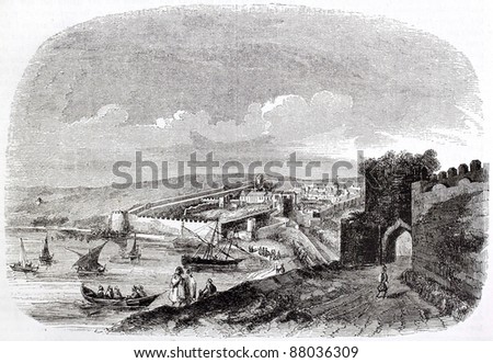 Tangier old view, Morocco. Created by Bertrand, published on Magasin Pittoresque, Paris, 1844