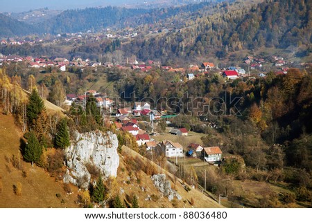 Autumn landscape in Rucar, Romania
