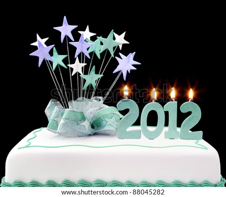 Fancy cake with "2012" candles.  Perfect to celebrate the new year.