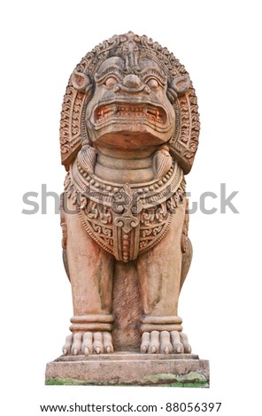 Statue Of Lion Isolate On White Background
