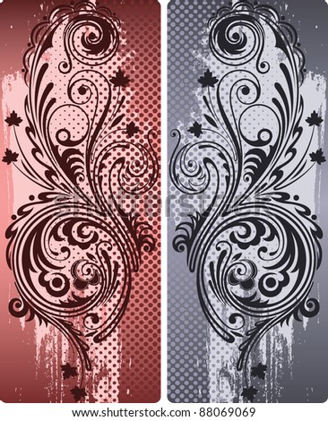 Two versions of the ornamental composition in color.