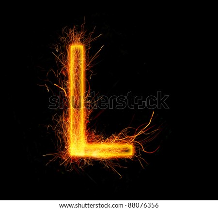sparkling font: letter L on a dark background