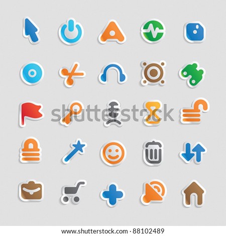 Sticker button set. Icons for program and website interface. Vector illustration.