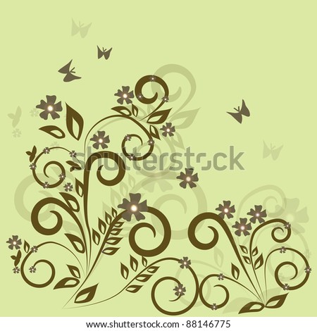 Stylish floral green background