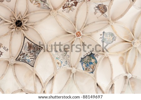 Beautiful medieval gothic style ceiling of the Saint Barbara's church in Kutna Hora, a UNESCO world heritage site in the Czech Republic