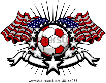 Stars and Stripes Patriotic American Soccer Image with American Flags