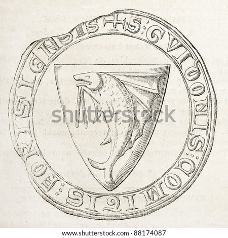 Seal of Guy, Count of Forez. By unidentified author, published on L'Illustration, Journal Universel, Paris, 1860