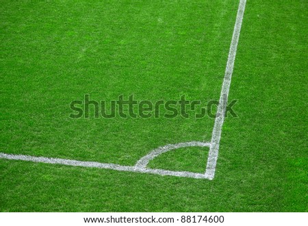 Football (soccer) field corner with white marks