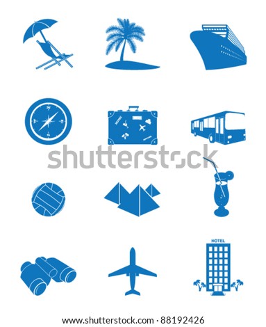 Vector illustration of icons on the topic of tourism