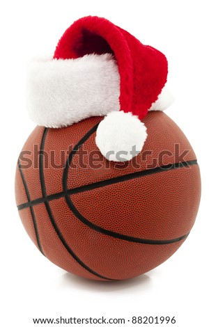 Basketball With Red Santa Hat On Top