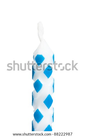 Macro view of a single blue birthdays candle