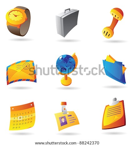 Icons for business office. Vector illustration.