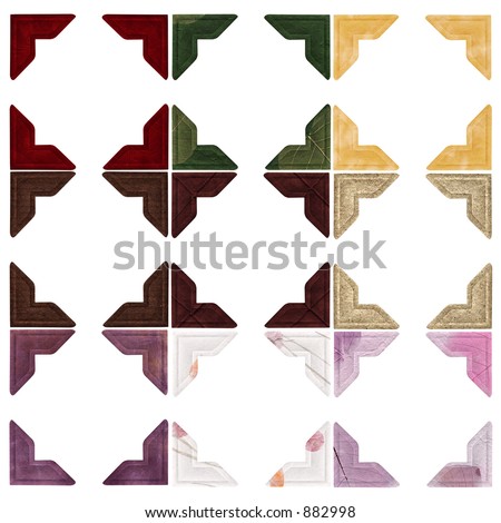 Nine sets of photo corners in different colours and textures. Royalty-Free Stock Photo #882998