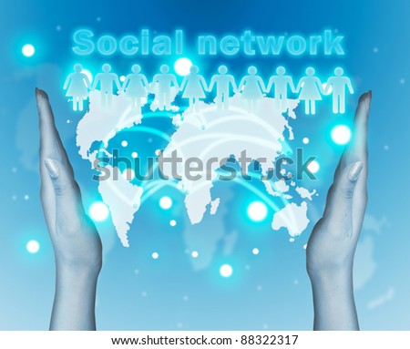 Social network concept and hand