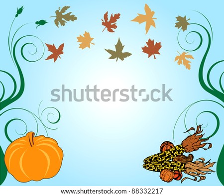 Vector Illustration of a Thanksgiving Background with pumpkin and corn.