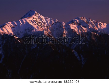 Japan Alps Mt.Kita and Mt.Aino at sunset time