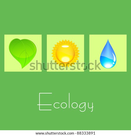 Ecology postcard - set of eco symbols