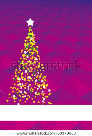 Vector stars Christmas tree with purple shine background