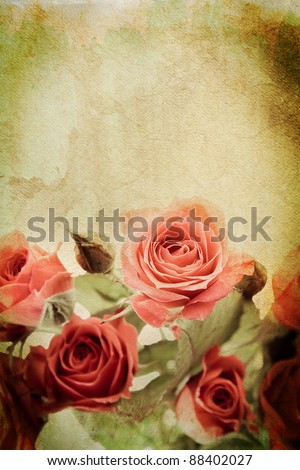 Vintage rose on watercolour background Royalty-Free Stock Photo #88402027