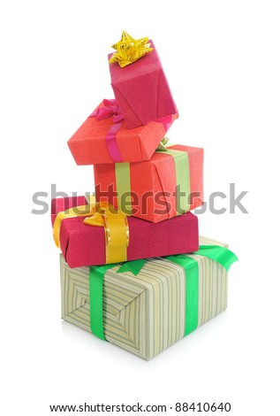 pyramid of boxes of holiday. isolated on white background