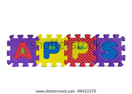The word "Apps" written with alphabet puzzle letters isolated on white background