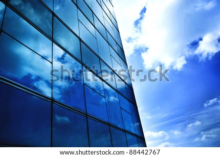 window reflection dayligh as blue background Royalty-Free Stock Photo #88442767