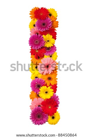 Letter I - flower alphabet isolated on white background
