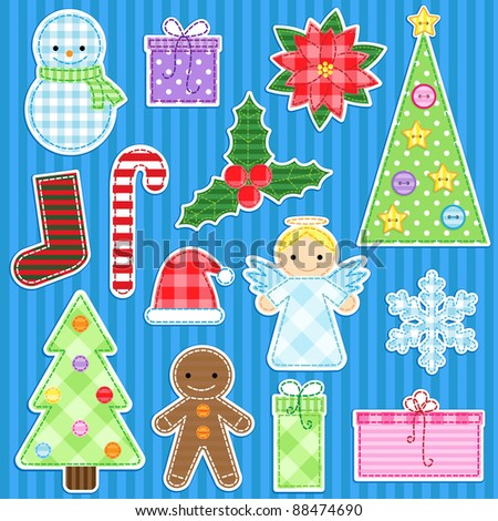Set of cute christmas stickers