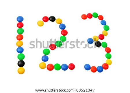 Chocolate Bean Numbers on White Background