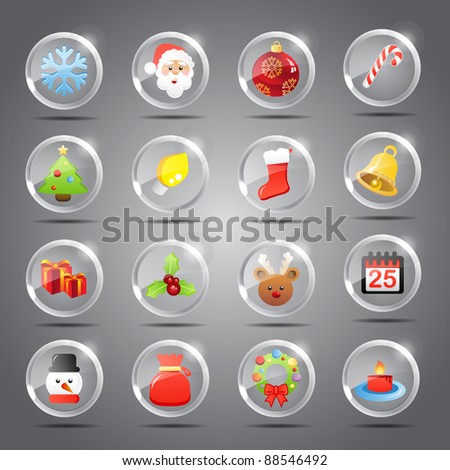 Christmas  icons -Transparent Glass Button