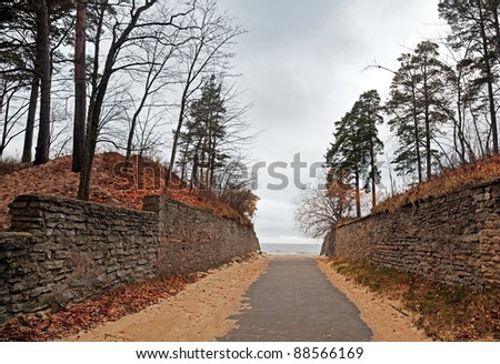 Autumnal Lane to the Baltic Sea. Estonia