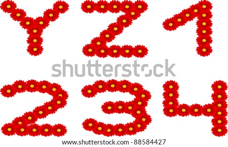 The vector image flowers in the form of letters and figures