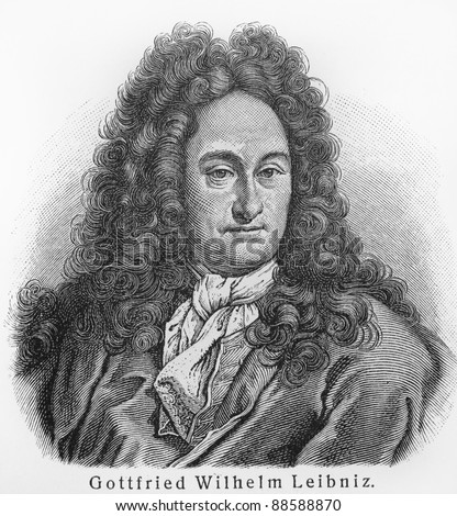 Gottfried Leibniz -  Picture from Meyers Lexicon books written in German language. Collection of 21 volumes published between 1905 and 1909.
