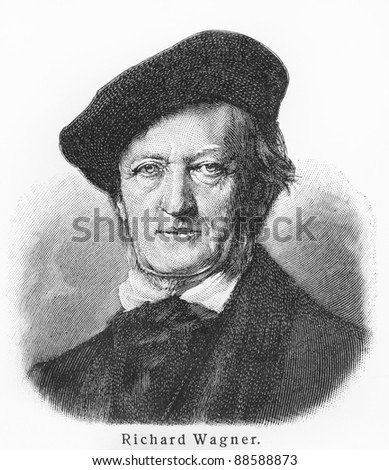 Richard Wagner - Picture from Meyers Lexicon books written in German language. Collection of 21 volumes published between 1905 and 1909.