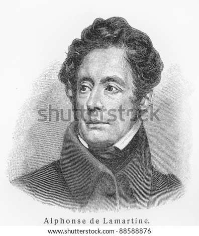 Alphonse de Lamartine - Picture from Meyers Lexicon books written in German language. Collection of 21 volumes published between 1905 and 1909.