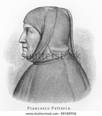 Francesco Petrarca Petrarch -   Picture from Meyers Lexicon books written in German language. Collection of 21 volumes published between 1905 and 1909.