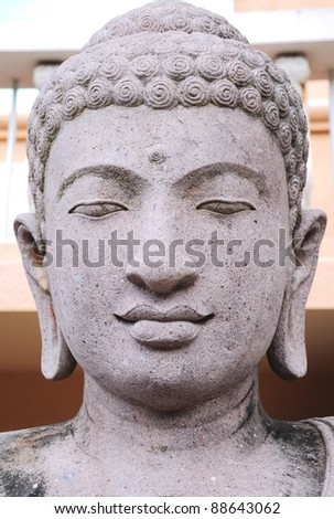 Buddha statue's face close-up