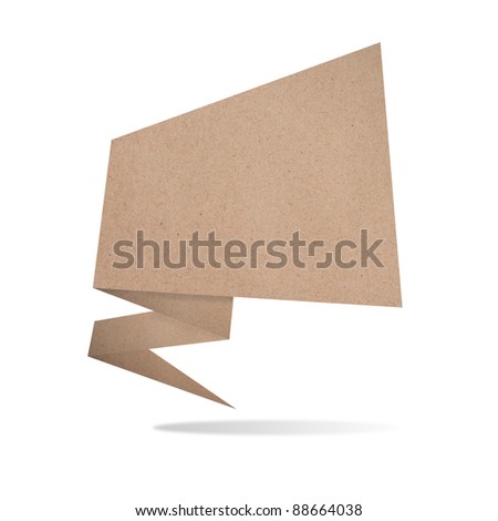 origami tag recycled paper craft stick on white background