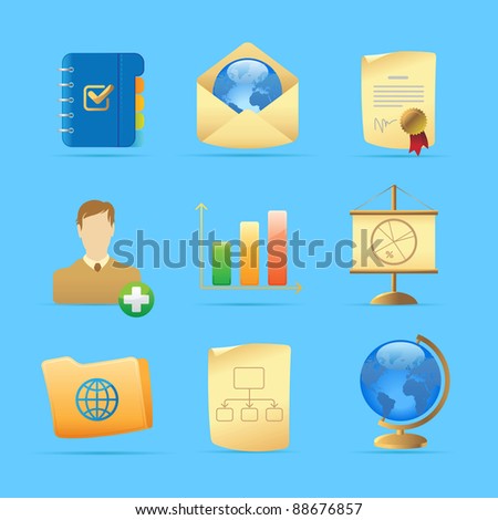 Icons for business metaphors and symbols. Raster version. Vector version is also available.