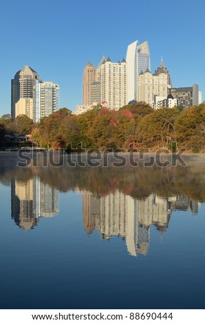 Skyline from Piedmont Park in Atlanta, Georgia, USA.