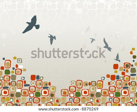Flock of Birds retro abstract