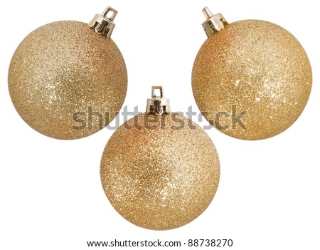 Three golden balls for christmas tree
