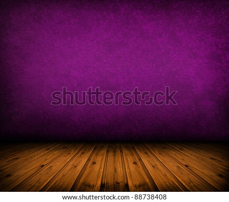 dark vintage purple room with wooden floor and artistic shadows added