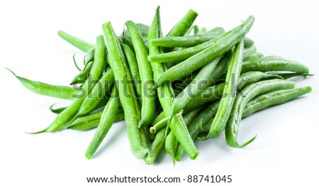 Green beans isolated on a white background. Royalty-Free Stock Photo #88741045