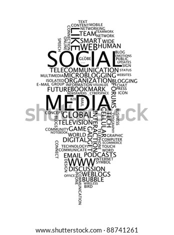 social media info-text graphics and arrangement concept on white background (word clouds)