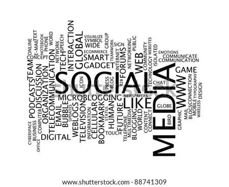 social media info-text graphics and arrangement concept on white background (word clouds)