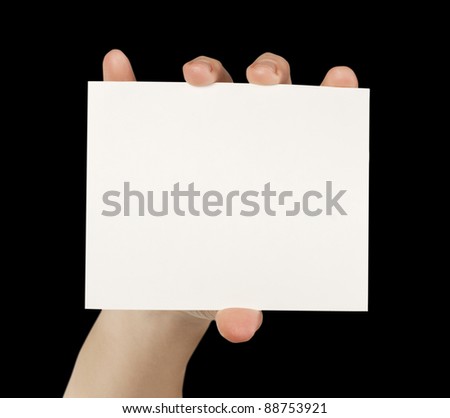 business card blank isolated in a hand on the white backgrounds