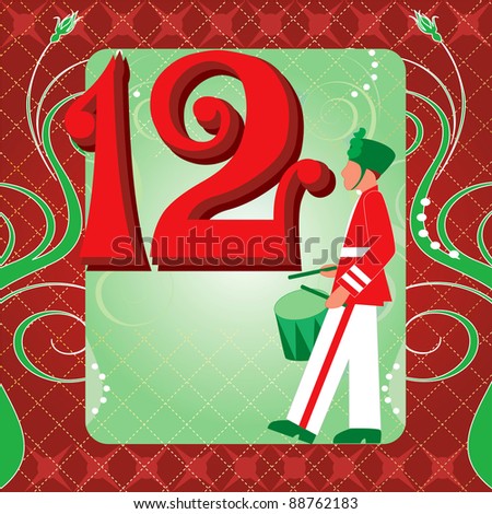 Raster version of my vector Illustration Card for the 12 days of Christmas.